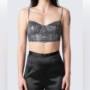 Finesse Glitter Corset Spaghetti Strap‎ Crop Top. Size M (259)